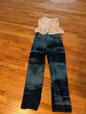 Zoom Dark and Medium Blue Straight-Leg Jeans